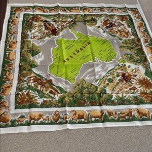 Souvenir tablecloth, map of Australia Appx 36”x36”
